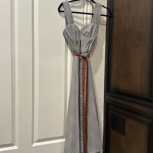 Staud checkers midi dress